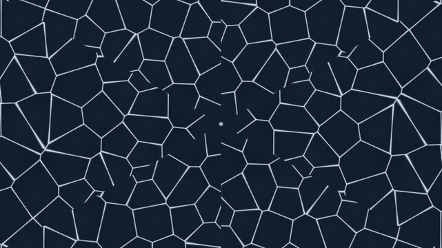 Abstract Geometric Pattern Featuring Intricate Voronoi Cell Structures with White Lines on a Dark Background for Modern Creative Digital Art Designs