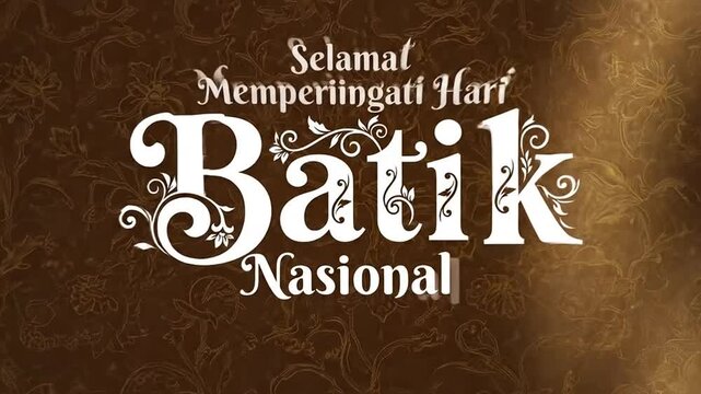 Animated Batik Nasional text over brown traditional floral Indonesian pattern background.