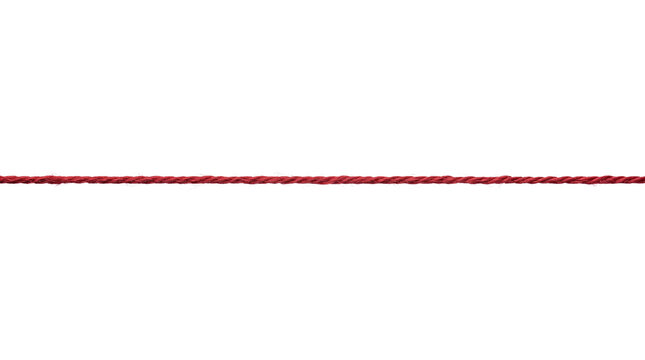 Minimalist red string line, horizontal thin crimson thread, simple textile cord for sewing and craft design, straight scarlet fiber element isolated PNG with Transparent Background