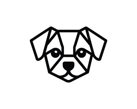 Geometric dog head icon, linear style vector illustration