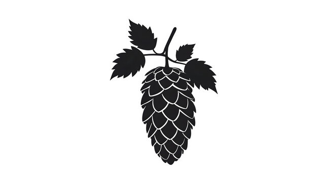 Single hop cone with leaves, isolated on transparent background.