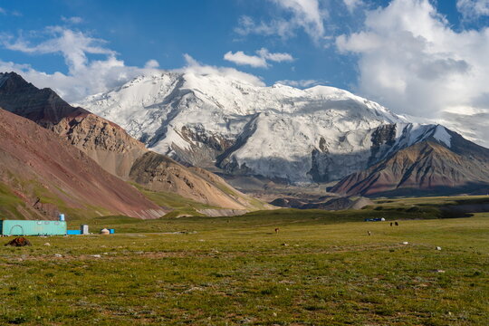Snow-capped peak of 19th CPSU Congress, near Lenin base camp in August.