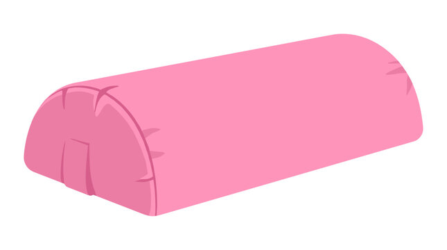 Pink yoga bolster cushion for restorative stretching meditation and physiotherapy massage support isolated on white background