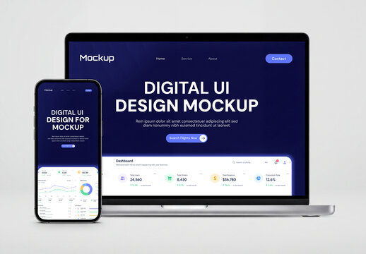 Laptop and Phone Screen Mockup