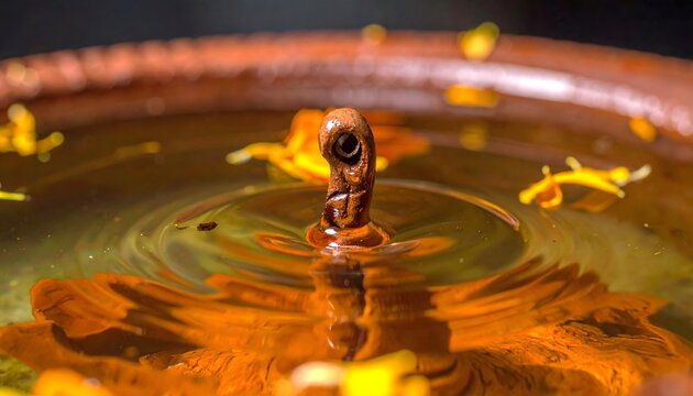 Lord Ganesha Idol Immersion in Sacred Water with Golden Ripples and Spiritual Reflection