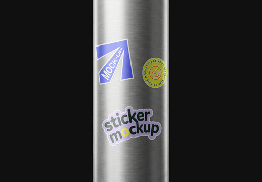 Sticker Mockup on Pole Dark Background