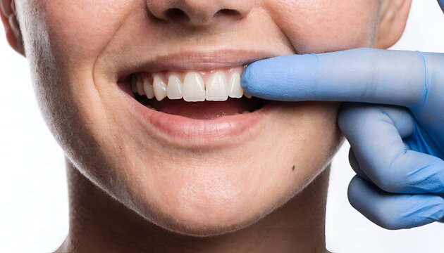 Close-Up of Dental Examination Showing Healthy Teeth and Professional Oral Care