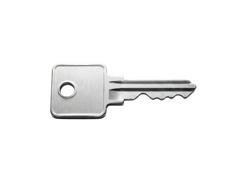 Single silver metal door key isolated on with house key, security key as isolated on transparent background