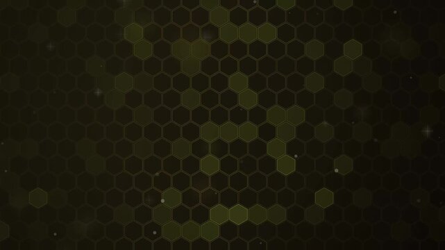 Dark Golden Hexagonal Grid Pattern Motion Loop Background