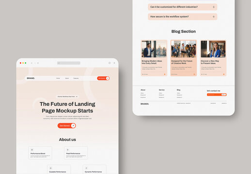 Clean Desktop Browser Website Landing Page Mockup&nbsp;