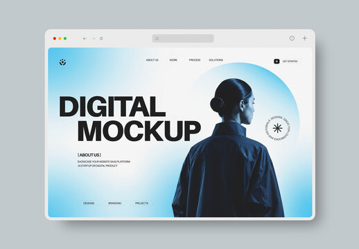 Website Landing Homepage UI Mockup in Browser