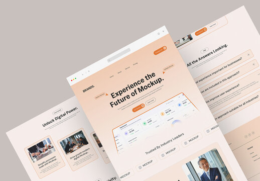 Website Landing Page UI Mockup in Browser