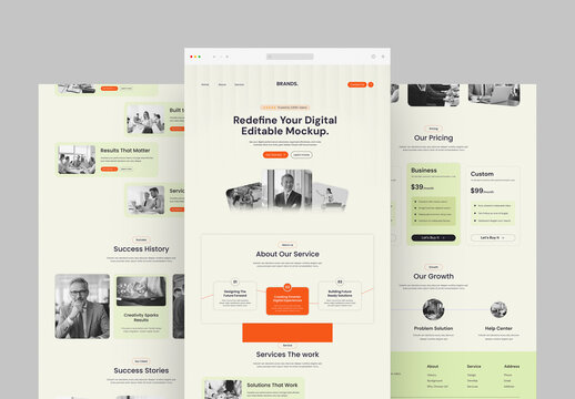 Landing Page Mockup on Browser Screen