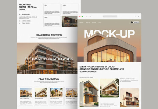 Architecture Website Landing Page Mockup Browser Screen