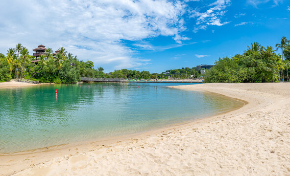 Palawan Beach Lagoon and South China Sea in Sentosa Singapore