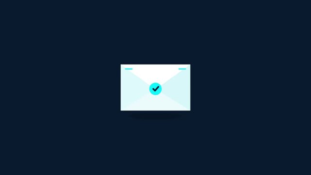 Digital email envelope icon with verified checkmark symbol for message delivery confirmation and communication concept