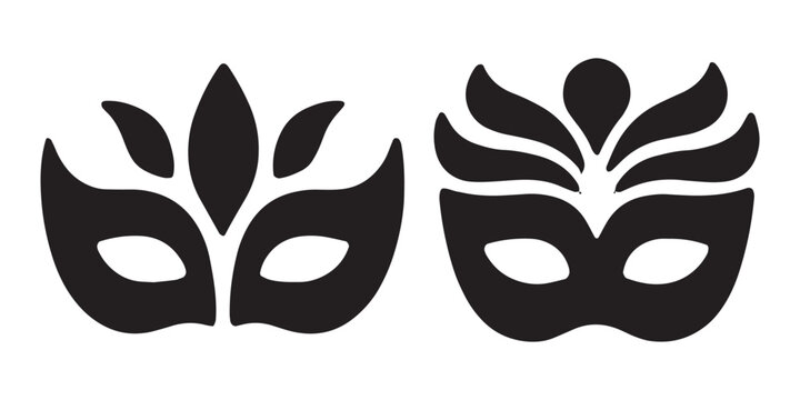 Black carnival masquerade masks vector collection for party costume events.