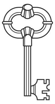 Retro key line icon. Privacy protection symbol