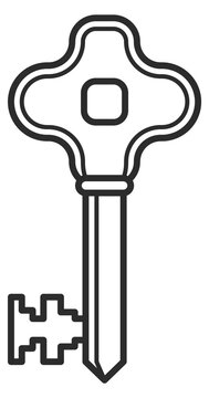 Door key line icon. Owner access symbol