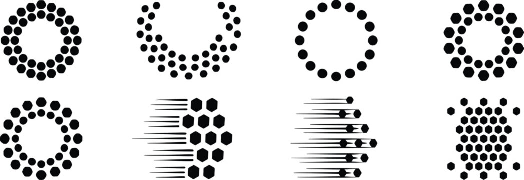Hand drawn asteroid and meteor icons, set of 8 black ink space rock illustrations, celestial comet and asteroid belt vector elements for science design.