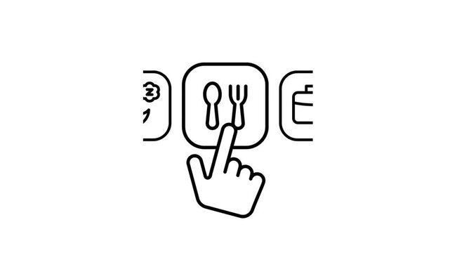 Animation of Hand Swiping Daily Routine Icons Eat Work Sleep
