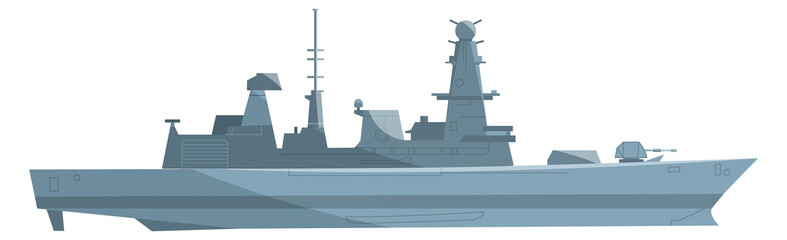 Warship side view cartoon icon. Armed boat © ONYXprj