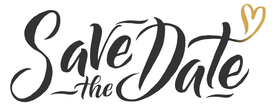 Save the date lettering. Hand drawn invitation words