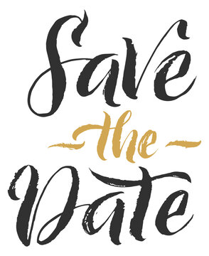 Save the date hand drawn lettering. Wedding calligraphy