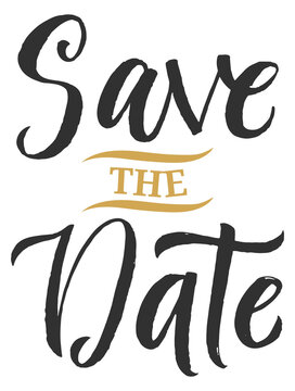 Wedding invitation calligraphy. Save the date hand drawn lettering