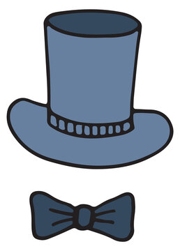 Top hat and bow tie color drawing