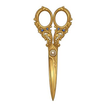Antique Gold Ornate Scissors with Vintage Decorative Details