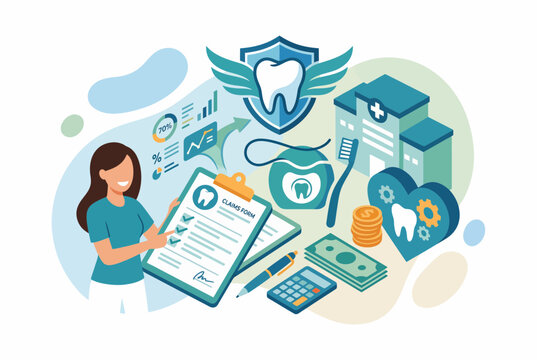 Dental Insurance Coverage and Claims Infographic Illustration