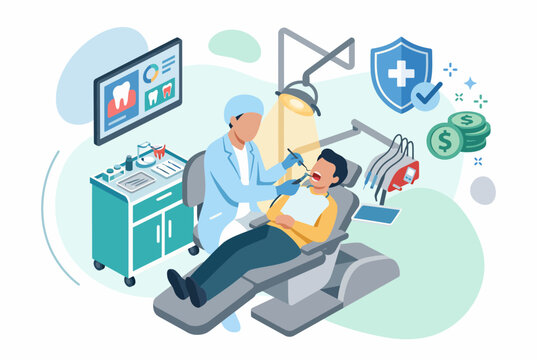 Dental Insurance Coverage and Healthcare Financial Planning Vector