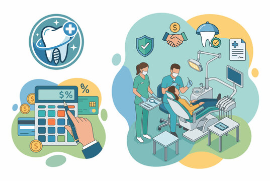 Dental Insurance Coverage Infographic with Treatment and Finance Icons