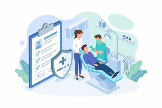 Dental Insurance Coverage Infographic with Patient and Dentist