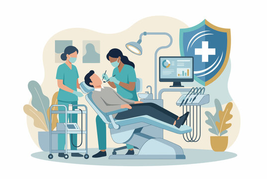 Dental Insurance Coverage and Patient Treatment Illustration