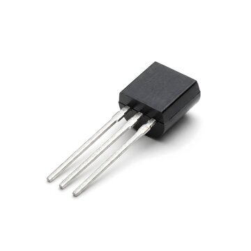 TO-92 package bipolar junction transistor semiconductor component isolated on white background