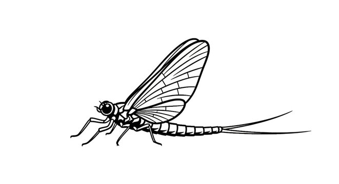 Detailed illustration of a mayfly insect.