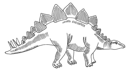 Stegosaurus sketch. Ancient giant herbivore. Dinosaur drawing © ONYXprj