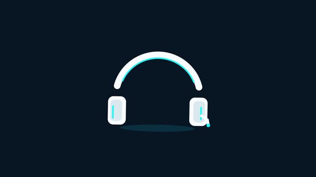 Minimalist glowing headset icon vector illustration for gaming audio support call center customer service concept