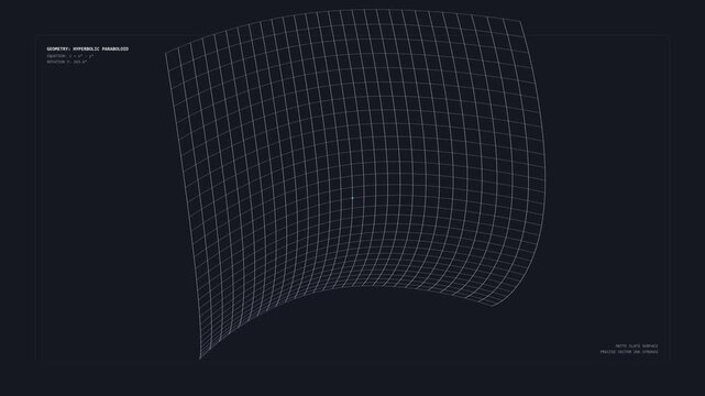 Rotating Hyperbolic Paraboloid 3D Wireframe Mathematical Surface