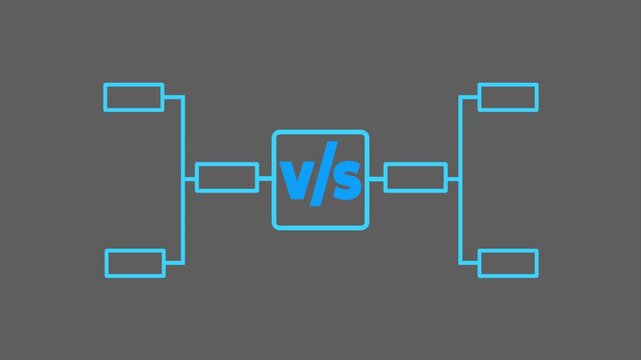 Team tournament bracket championship template animation. Championship bracket schedule for soccer, football, basketball, baseball. Tournament bracket templates isolated on black.