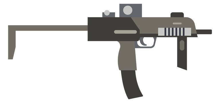 Machine gun. Automatic war weapon. Army firearm