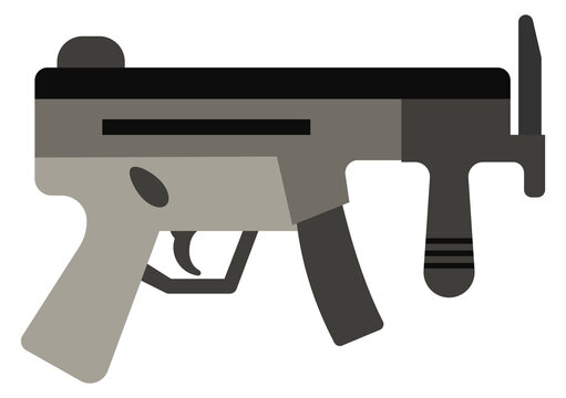 Submachine gun. Military automatic weapon. Metal handgun