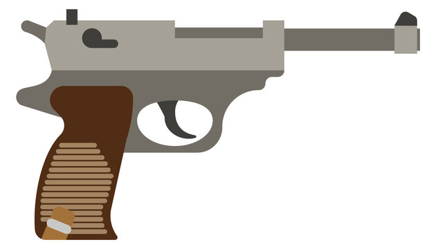 Retro semi-automatic pistol. Mauser army handgun icon