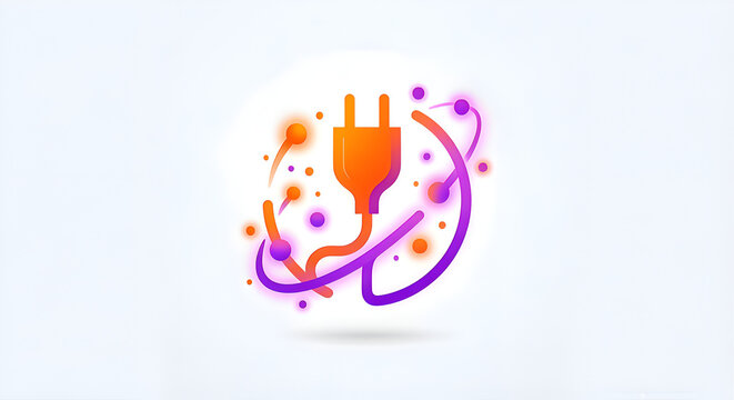 Abstract Electric Power Plug Tech Logo