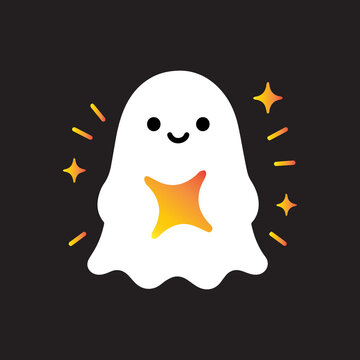 Cute Halloween ghost holding a camera, kawaii spooky character with playful winking face, isolated cartoon illustration for Halloween, ster photography, seasonal design and social media