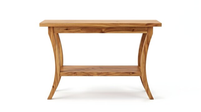 Minimalist Wooden Console Table Isolated on White Background