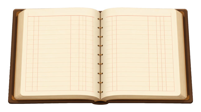 Open Ledger Book with Lined Pages for Financial Records and Accounting