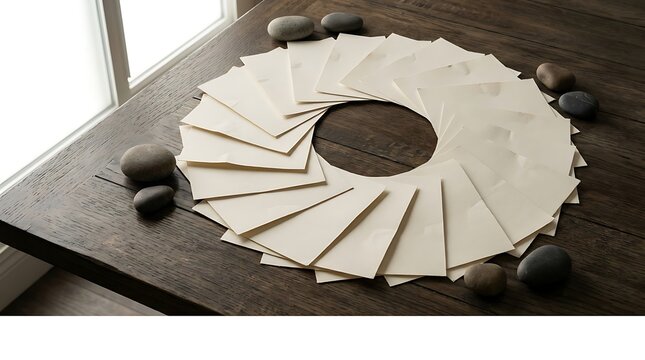 Bankruptcy chapter financial planning concept with arranged papers and smooth stones on a rustic wooden table